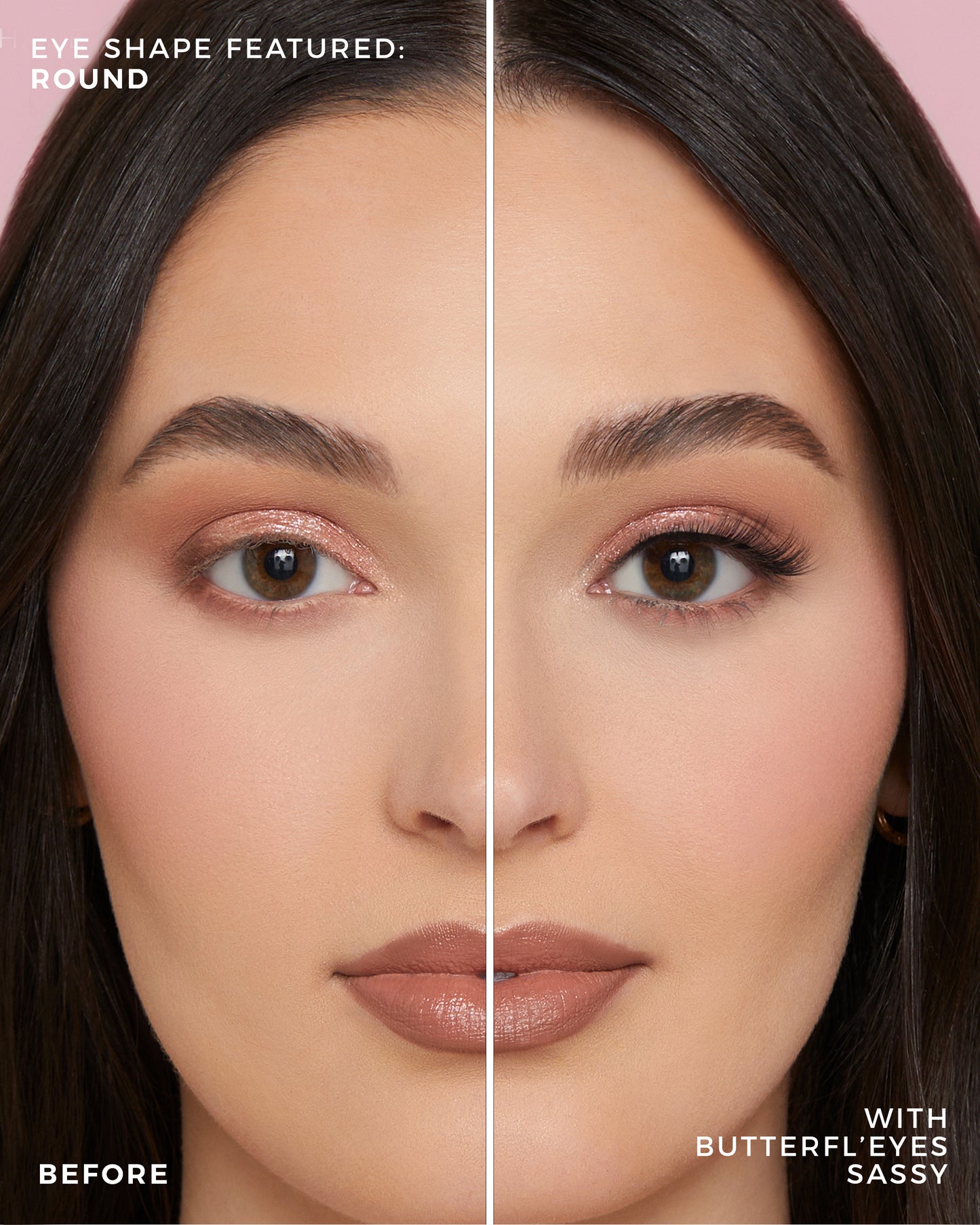 Lilly Lashes | Custom'Eyes Lash Kit | Sassy Before & After on Round Eye Shape