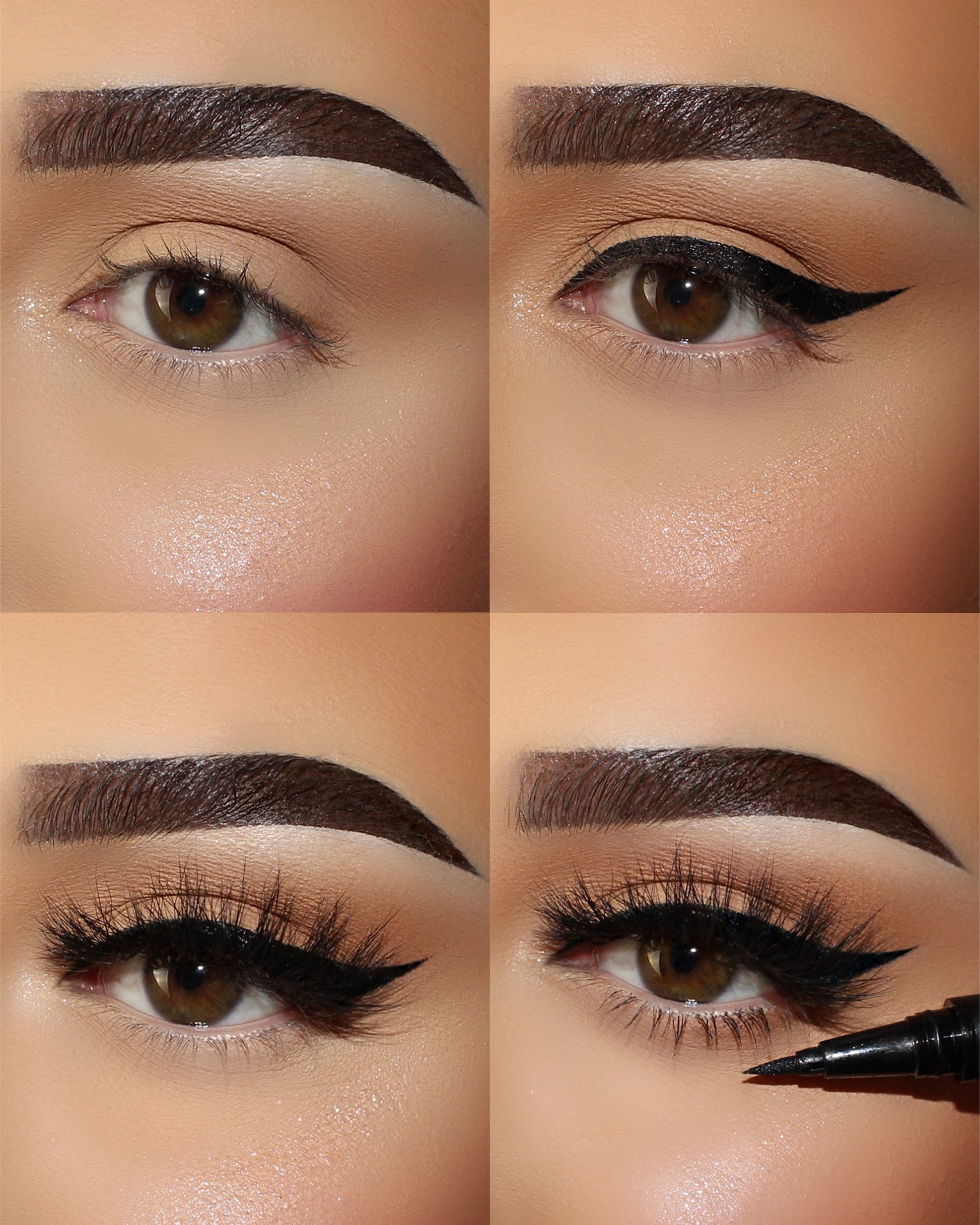 Lilly Lashes | Adhesive | Power Liner | Black | Before/ After