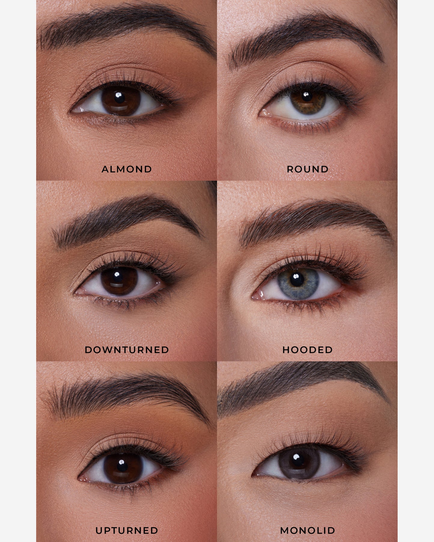 Lilly Lashes | Brown Blended | Naked | Eye Crops for Different Eye Shapes