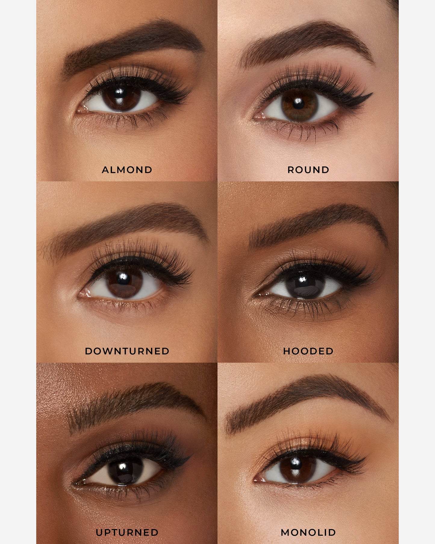 Lilly Lashes | Luxury Synthetic Lite Lashes | Radiant False Lash | Eye Crops of Different Eye Shapes